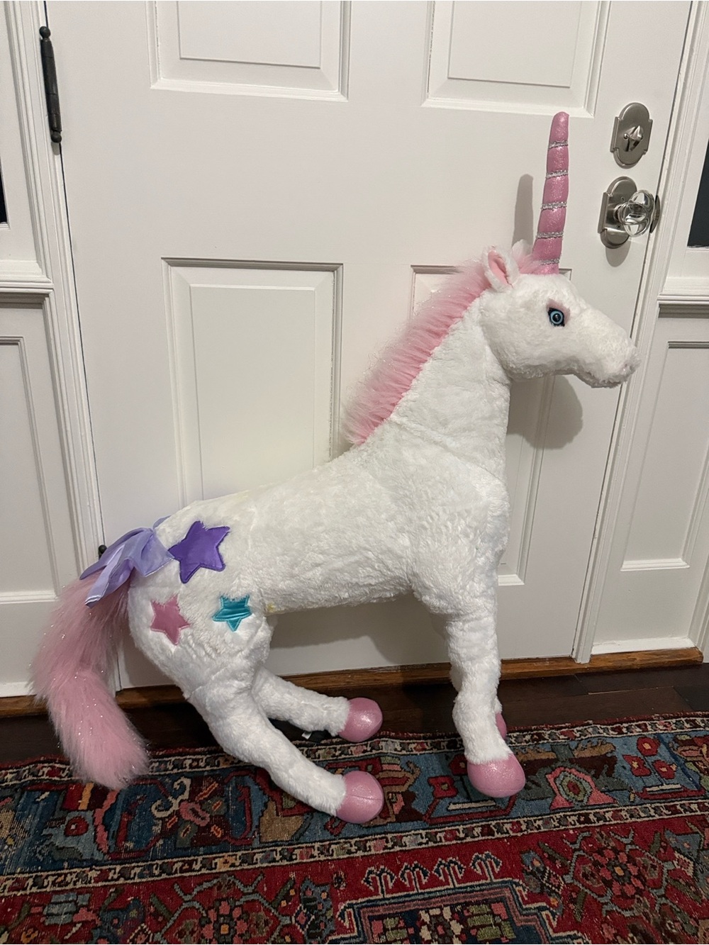 Melissa & Doug Giant Plush White Unicorn with Pink Mane & Glitter Horn